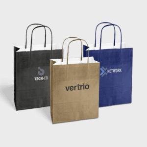 Ribbed Kraft Paper Bags with White Interior