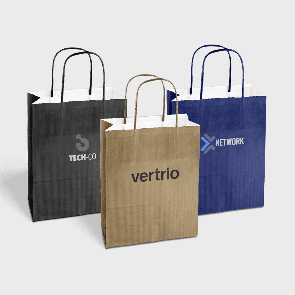 Ribbed Kraft Paper Bags with White Interior